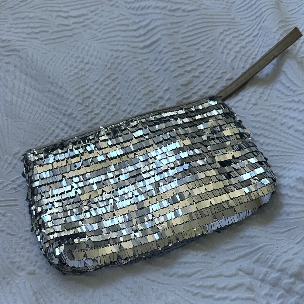 Nina Silver Sequin Wristlet